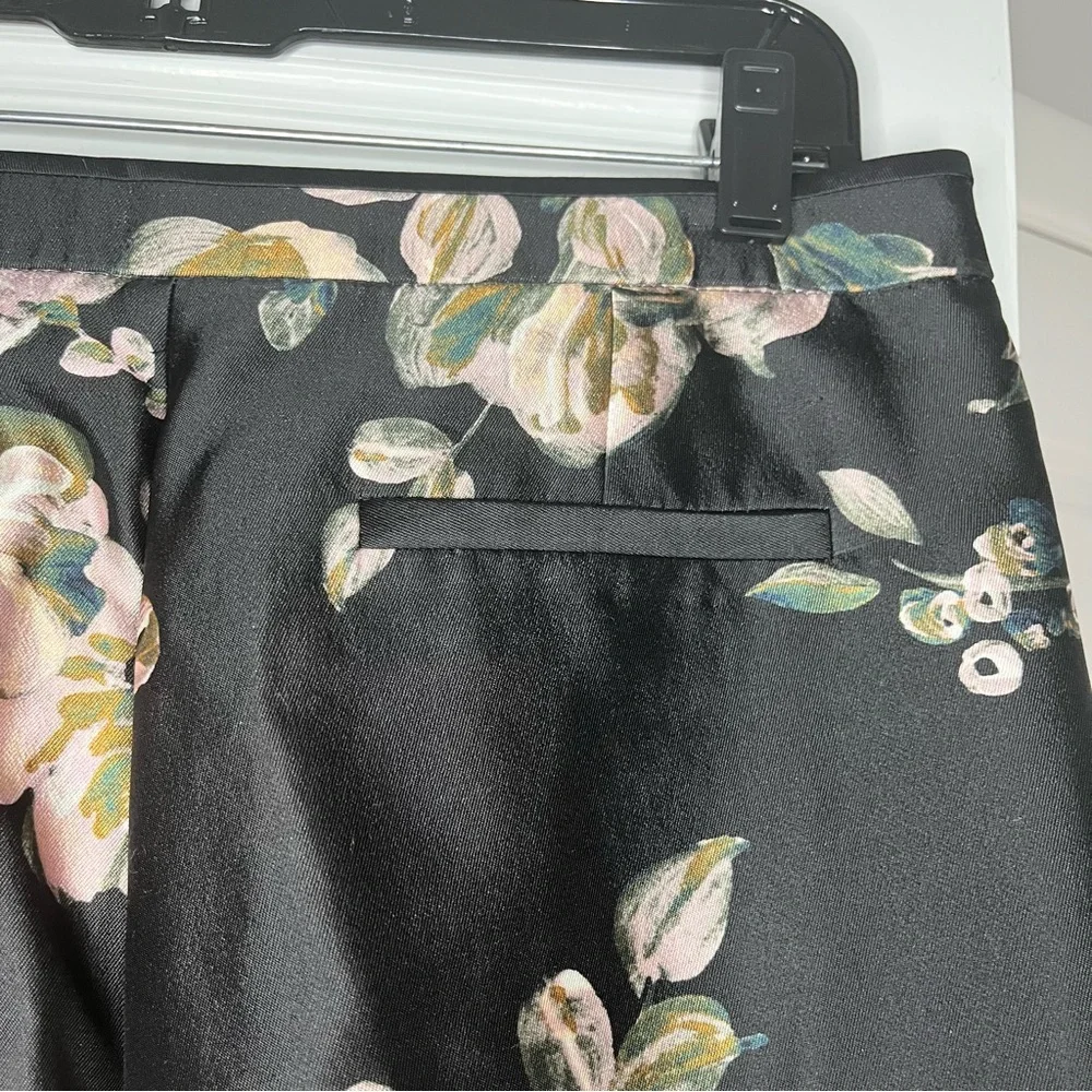 J. Crew Black and Pink Silk Floral Cropped Pants - Picture 5 of 8